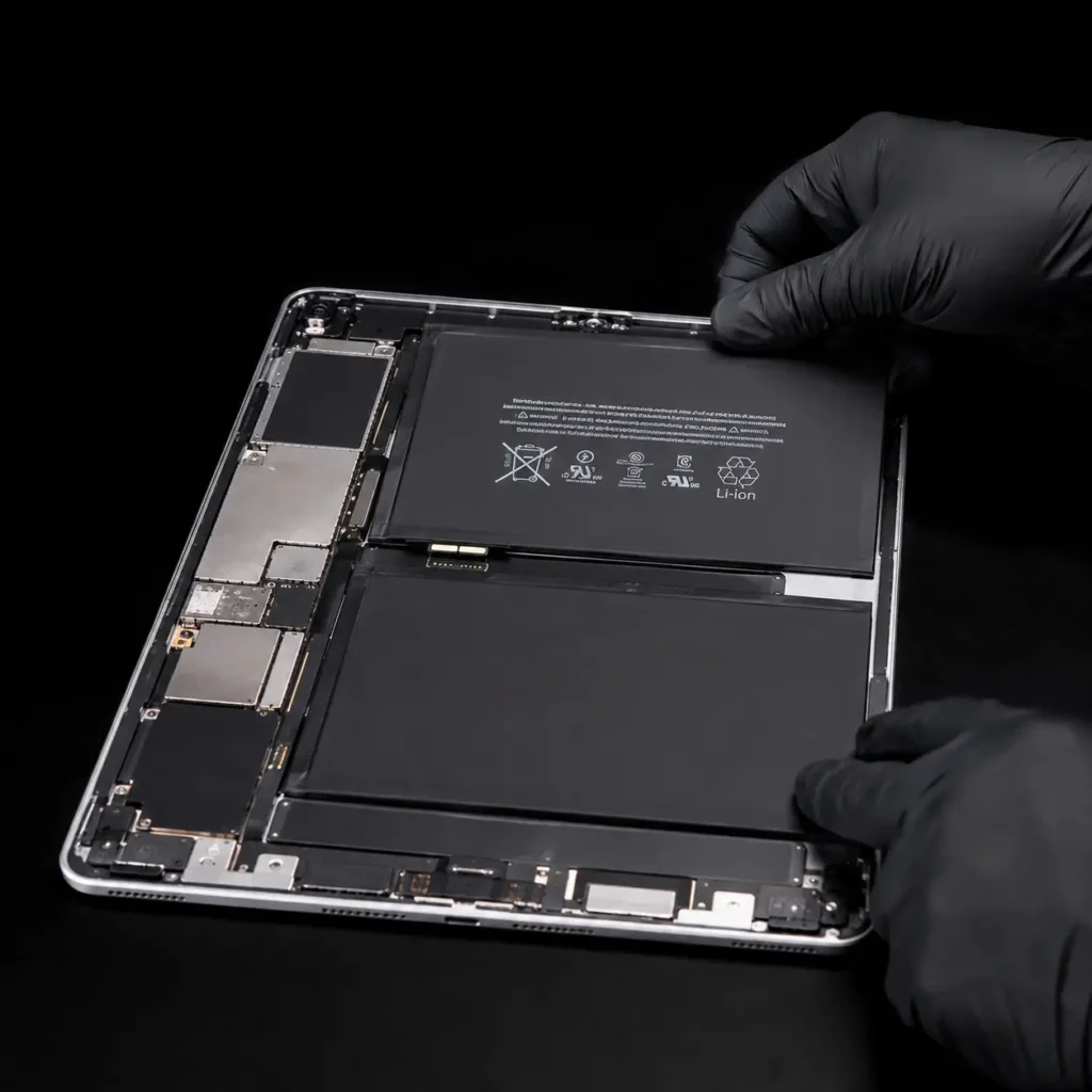 Remplacement professionnel de batterie iPad chez MrTechRepair à Fribourg, avec une batterie fiable et un excellent rapport qualité-prix.
