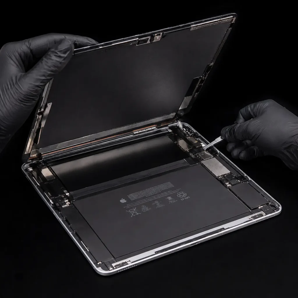 Remplacement professionnel d’écran iPad chez MrTechRepair à Fribourg, avec une pièce de qualité et une installation soignée.
